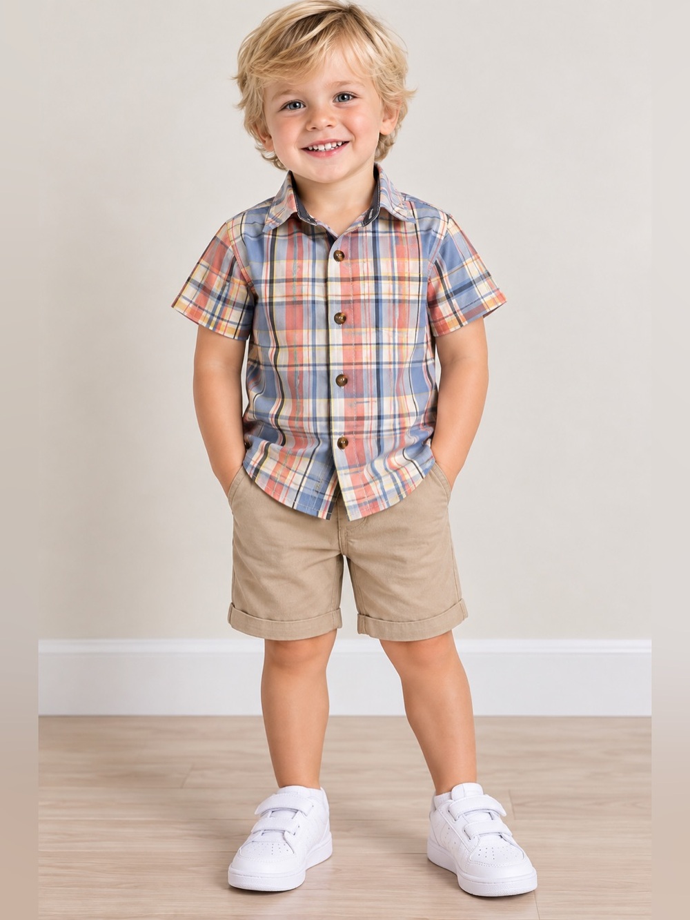 Tommy Bahama Toddler Boys 2T Plaid Short Sleeve Button-Up Shirt